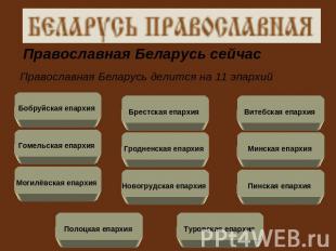 Православная Беларусь сейчасПравославная Беларусь делится на 11 эпархий