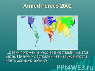 Armed Forces 2002 Сравни положение России и Австралии на этой карте. Почему у Ав