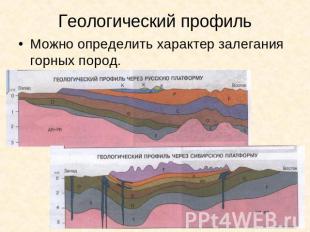 Геологический профиль Можно определить характер залегания горных пород.