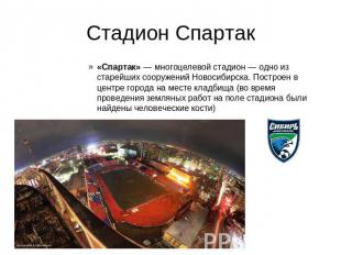 Стадион Спартак «Спартак» — многоцелевой стадион — одно из старейших сооружений 