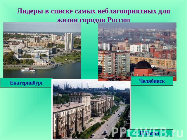 Лидеры в списке самых неблагоприятных для жизни городов России