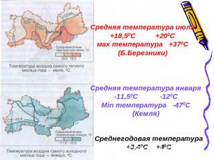 Средняя температура июля+18,50С +200Смax температура +370С(Б.Березники)Средняя т