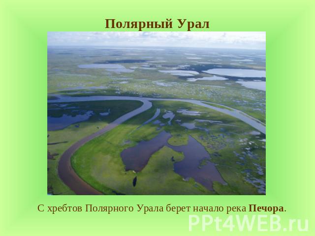 Полярный Урал С хребтов Полярного Урала берет начало река Печора.
