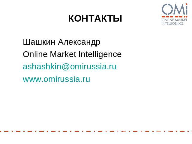 КОНТАКТЫ Шашкин Александр Online Market Intelligenceashashkin@omirussia.ruwww.оmirussia.ru