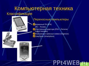 Компьютерная техника Переносные компьютерыКарманный ПК (КПК) (PC – Pocket)Электр