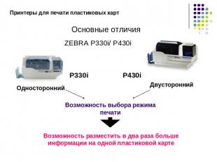 Принтеры для печати пластиковых картОсновные отличияZEBRA P330i/ P430iВозможност