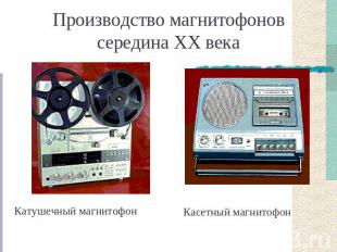 Производство магнитофоновсередина XX века