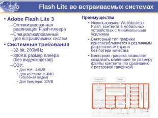 Flash Lite во встраиваемых системах Adobe Flash Lite 3Оптимизированнаяреализация