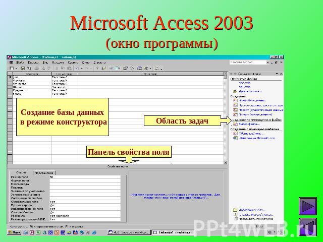 Microsoft Access 2003(окно программы)