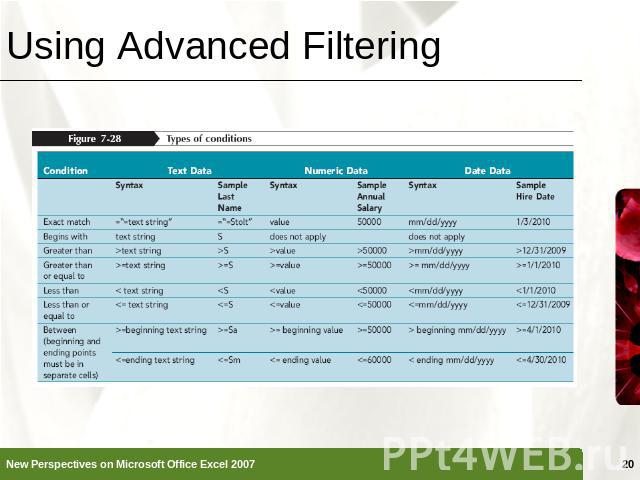Using Advanced Filtering
