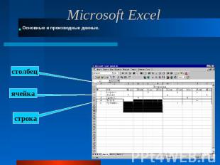 Microsoft Excel Основные и производные данные.