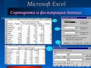 Microsoft Excel Сортировка и фильтрация данных