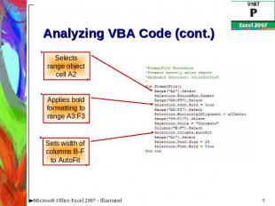 Analyzing VBA Code (cont.)