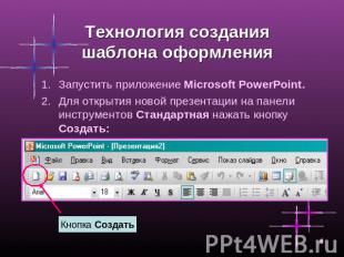 Технология создания шаблона оформления Запустить приложение Microsoft PowerPoint