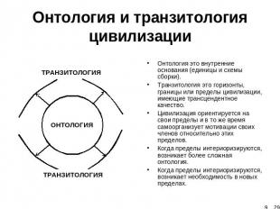 Онтология и транзитология цивилизации Онтология это внутренние основания (единиц