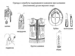 Одежда и атрибуты надевавшиеся шаманом при калмании (поклонении) духам верхнего