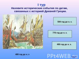 I тур Назовите исторические события по датам, связанных с историей Древней Греци