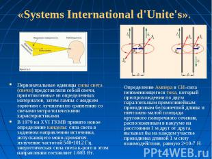 «Systems International d'Unite's». Первоначальные единицы силы света (свечи) пре