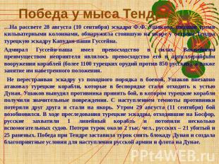 Победа у мыса Тендра …На рассвете 28 августа (10 сентября) эскадра Ф.Ф. Ушакова,