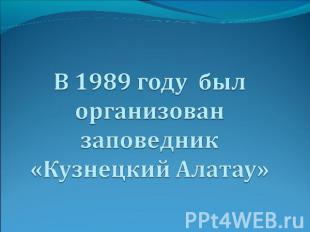 В 1989 году был организован заповедник «Кузнецкий Алатау»