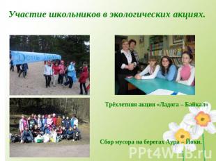 Участие школьников в экологических акциях. Трёхлетняя акция «Ладога – Байкал» Сб