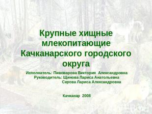Крупные хищные млекопитающие Качканарского городского округа Исполнитель: Пивова