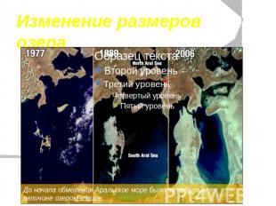 Изменение размеров озера До начала обмеления Аральское море было четвёртым по ве