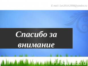 Спасибо за вниманиеE-mail: Lex2014-2008@yandex.ru