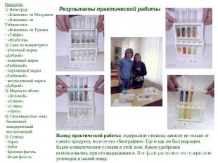 Результаты практической работы Продукты1) Виноград: «Кишмиш» из Молдавии «Кишмиш