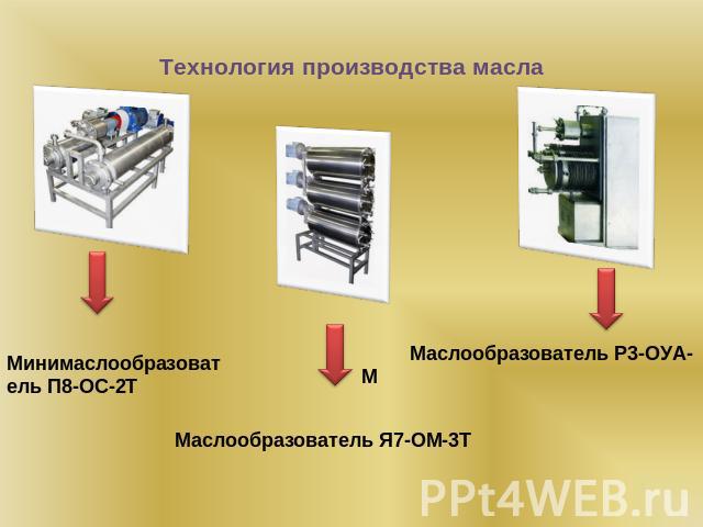 Технология производства масла Минимаслообразователь П8-ОС-2Т Маслообразователь Я7-ОМ-3Т Маслообразователь Р3-ОУА-М