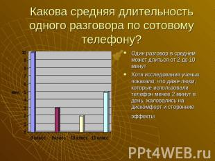 Какова средняя длительность одного разговора по сотовому телефону?Один разговор