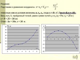 Решение: Подставим в уравнение координаты x=x0+V0xt +известные нам из условия ве