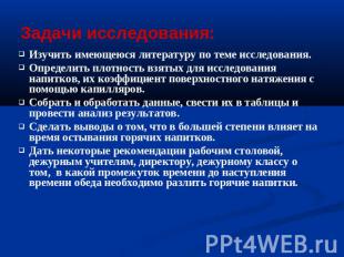 Изучить имеющеюся литературу по теме исследования. Определить плотность взятых д