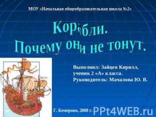 МОУ «Начальная общеобразовательная школа №2» Корабли. Почему они не тонут. Выпол