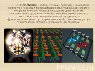 Нанофотоника – область фотоники, связанная с разработкой архитектур и технологий