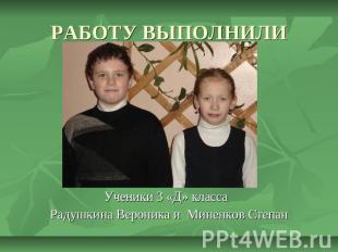 РАБОТУ ВЫПОЛНИЛИУченики 3 «Д» класса Радушкина Вероника и Миненков Степан