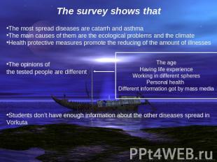 The survey shows that The most spread diseases are catarrh and asthmaThe main ca
