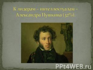 К лидерам – интеллектуалам – Александра Пушкина (32%).
