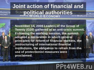 Joint action of financial and political authorities November 14, 2008 Leaders of