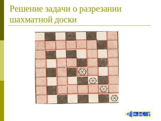 Решение задачи о разрезании шахматной доски
