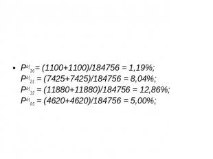 P4-13-0 = (1100+1100)/184756 = 1,19%;P4-12-1 = (7425+7425)/184756 = 8,04%;P4-11-