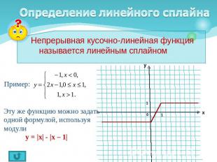 Определение линейного сплайна Непрерывная кусочно-линейная функция называется ли