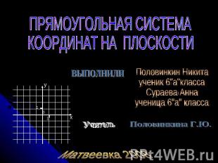 Прямоугольная система координат на плоскости Половинкин Никитаученик 6"а"классаС