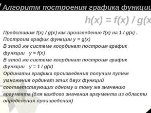 Алгоритм построения графика функции h(x) = f(x) / g(x) Представим f(x) / g(x) ка