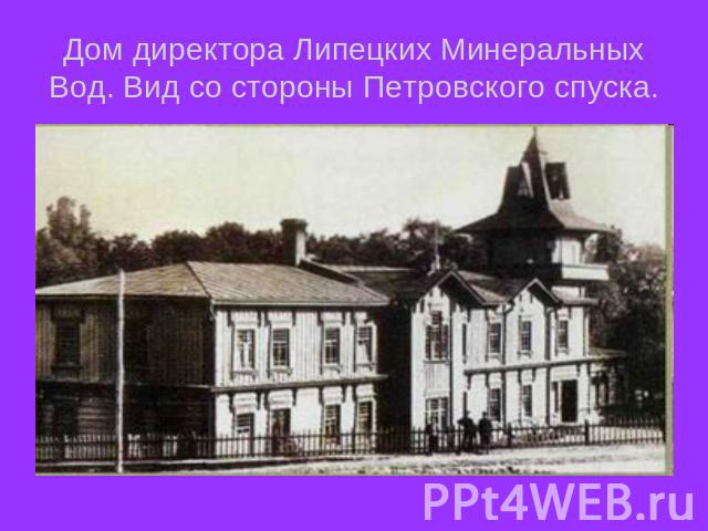 Дом директора Липецких Минеральных Вод. Вид со стороны Петровского спуска.