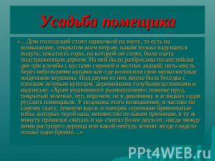 Усадьба помещика «…Дом господский стоял одиночкой на юрту, то есть на возвышение