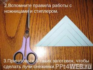 2.Вспомните правила работы с ножницами и стиплером.3.Приготовьте 6 таких заготов