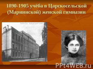 1890-1905 учёба в Царскосельской (Мариинской) женской гимназии