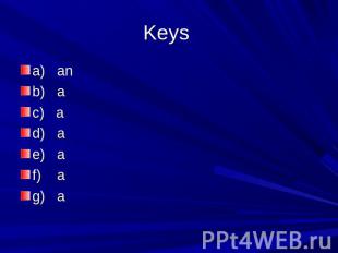 Keys a) anb) ac) ad) ae) af) ag) a