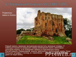 5. Правление Генриха VII (1485-1509). Развалины замка в АнглииНовый король прика